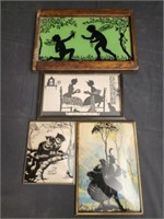 4 silhouette style framed photos