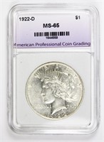 1922-D PEACE SILVER DOLLAR