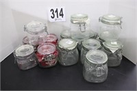 (14) Glass Lidded Jars