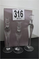 (3) Piece Glass Candle Holder