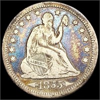 1855-O Arrows Seated Liberty Quarter NICELY