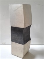 Abstract-style ceramic vase 8"sq. x 30"h