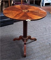 Round Razor Cut Inlay Lamp Table 27"h, 25"
