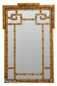 Chinoiserie Gilt Faux Bamboo Motif Mirror