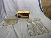 Lot Of Vintage Glass Corn Cob Dish Cradles