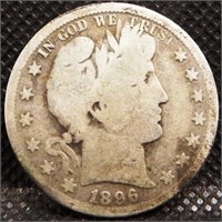 1896-S Barber Silver Half Dollar Coin