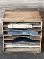 assorted sandpaper/homemade organizer