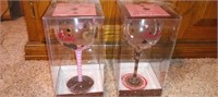 2 New Hand Painted Wine Glasses - Valentine's