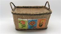 Wicker Basket With Ceramic Tiles