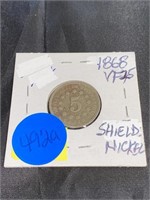 1868 VF-30-Shield Nickel Rare