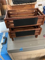 Stackable wooden storage with chalkboard