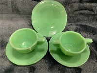 5 Pieces Vintage Akro Jadeite Tiny Teacups