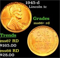 1945-d Lincoln Cent 1c Grades GEM++ RD