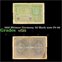 1919 Weimar Germany 50 Mark note P# 66 Grades vf+