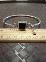 Sterling Silver Bracelet With Black Stone