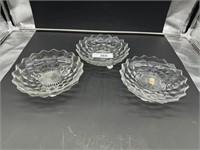 3 American Fostoria 6" footed bowls