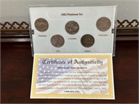 Uncirculated Platinum Quarter Set 2002 W/COA