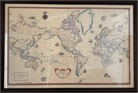 67 - FRAMED WORLD MAP