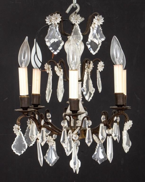 Cut Glass Six-Arm Chandelier