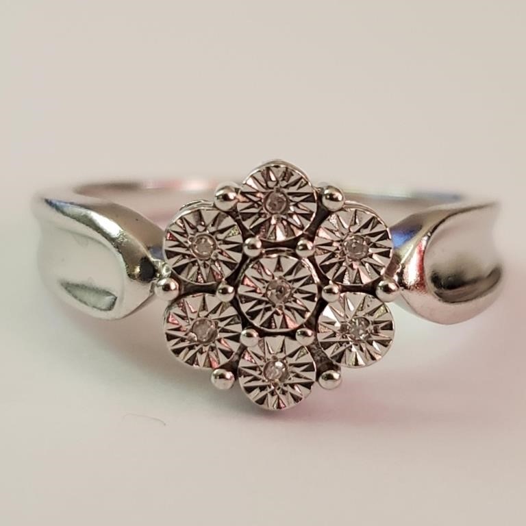 $140 Silver 7 Diamond Ring