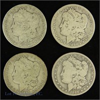 1887-O - 1890-O Silver Morgan Dollars (4)