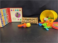 Play-Doh molds, Matel See n Say book, wooden