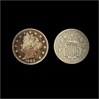 Pair of Shield & Liberty Nickels