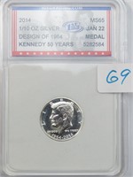 1/10 ounce Silver Kennedy Medal