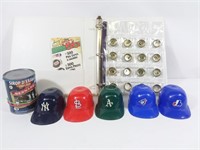 5 casques de baseball miniatures + bouchons Labatt