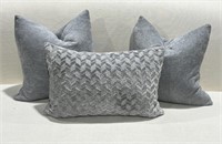 BUNDLE of Three Grey Decorative Accent Pillows