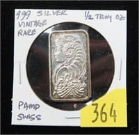 Suisse half oz. .999 fine silver bar, rare