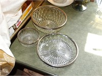 3 Glass bowls w/silver plate tops