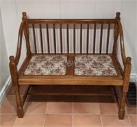 Entrance Wood Bench with Spindle Back