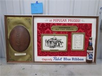 Pabst Blue Ribbon Football Sign. 34”x18”