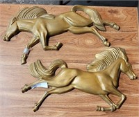 PAIR OF HEAVY METAL HORSE HANGING  WALL DECOR