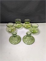 Green Glass Vases & Candleholders