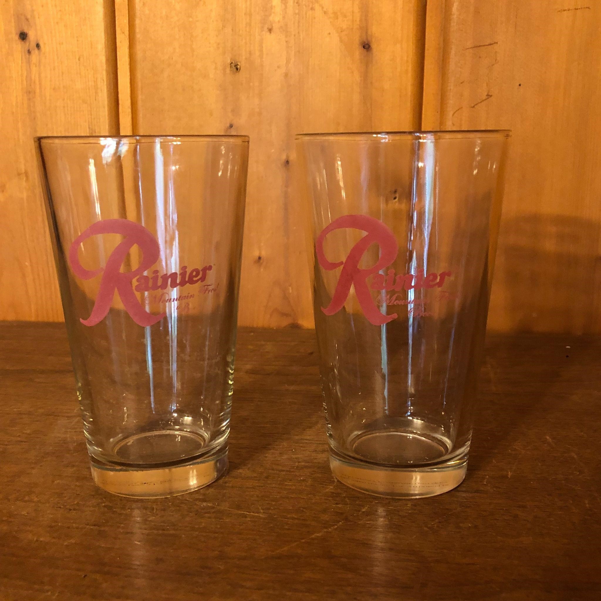 Ranier Mountain Fresh Beer Advertising Glasses