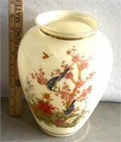 Vintage glass vase, floral/bird themed