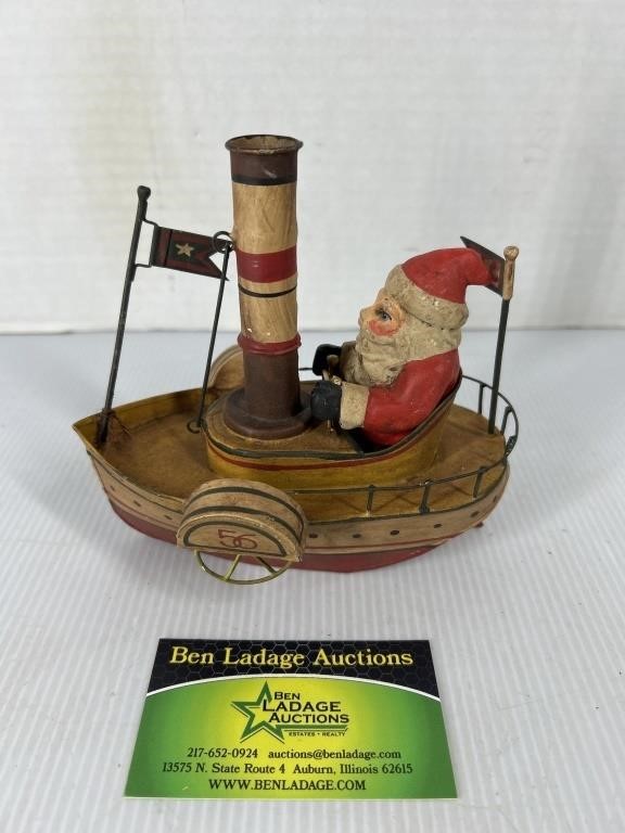 Department 56 Vintage Metal Santa Boat Decoration