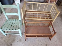 Vintage baby doll cradle childs chair