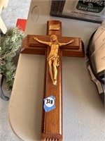 WOOD AND BRASS CROSS