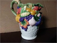 Decorative fall Harvest pitcher 9" VERY colorful