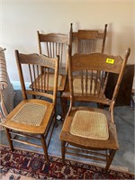 Four Vintage Dining chairs with caning