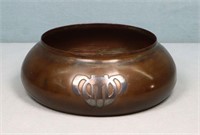 Arts & Crafts Silver Overlay Copper Bowl