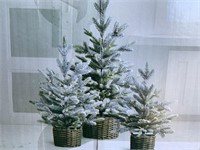 3-Piece Flocked Trees W/ LED Lights Christmas