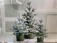 3-Piece Flocked Trees W/ LED Lights Christmas