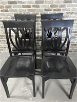 Set of 4 Black Wooden Dining Chairs