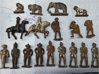 18 Cast Grey Iron Metal figures by Barclay and