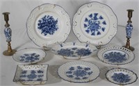 Collection of Painted Plates & Candle Holders