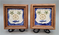 2 German Nautical Tile Framed Art